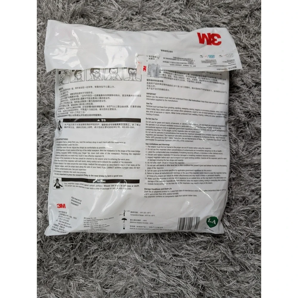 3M 9501+ Particulate Respirator KN95 Face Mask White Earloop 50 Pack GB2626-2019